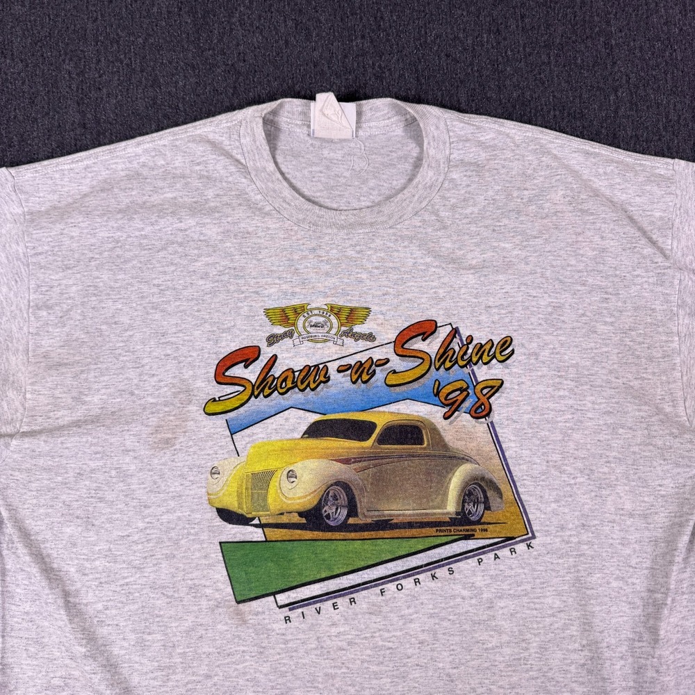 Jerzees Show-n-Shine 98 Graphic Vintage T-Shirt Mens L White Cotton